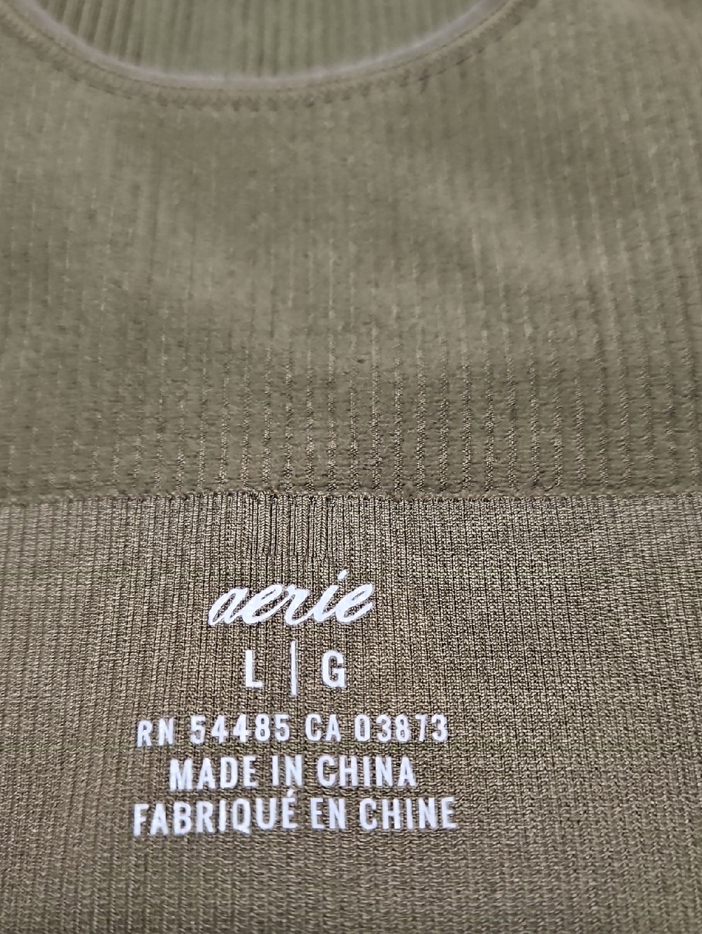 aerie Olive Ribbed Scoop Sports Bra Size L Junior - Picture 5 of 6
